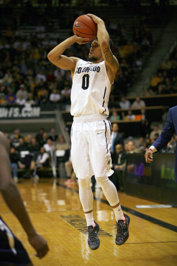 Guard Askia Booker takes a shot during the first half of Colorado's 94-70 win over Jackson State. Booker finished with a team-high 15 points. (James Bradbury/CU Independent)