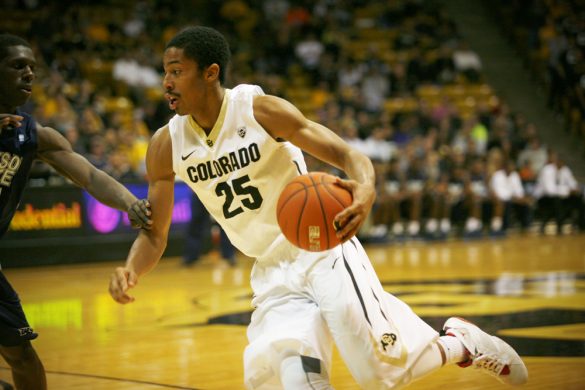 Guard Spencer Dinwiddie finds a lane during the second half of Colorado's 94-70 win over Jackson State. Dinwiddie finished with 11 points. (James Bradbury/CU Independent)