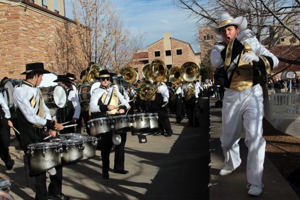 The CU band performs before a football game between Colorado and California, Saturday, Nov. 16, 2013, at Folsom Field in Boulder. (Matt Sisneros/CU Independent)