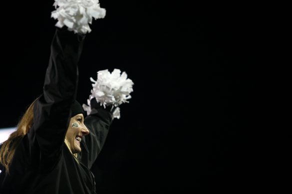 A CU cheerleader performs during the second half. (Nate Bruzdzinski/CU Independent)