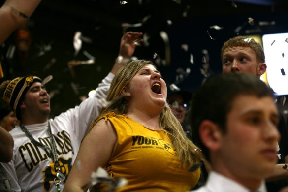 Members of the C-Unit erupt after the Buffs scored their first points. (Kai Casey/CU Independent)