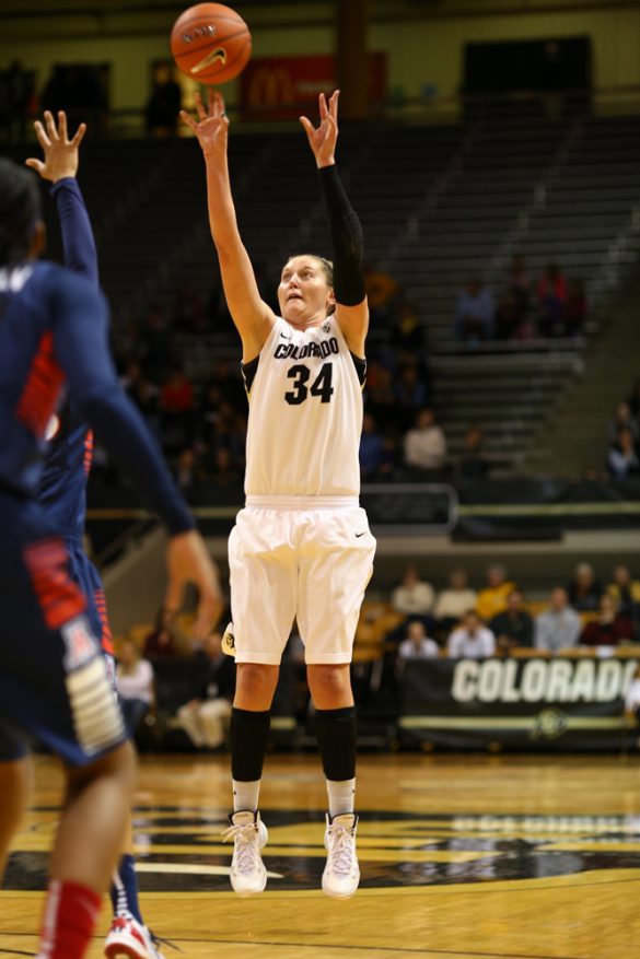 Junior forward Jen Reese shoots a jumper in the first half against the Arizona Wildcats at the Coors Event Center. (Nigel Amstock/CU Independent)