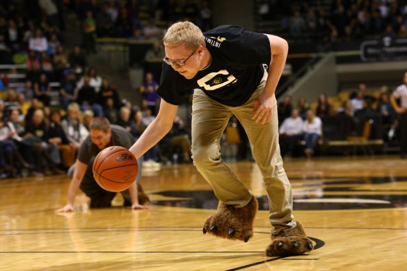 A member of the C-Unit participates in the "Bear Creek Bear Crawl" during a break in the action. (Nigel Amstock/CU Independent)