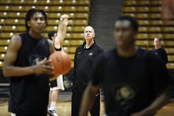 Colorado head coach Tad Boyle watches his team during practice. (Kai Casey/CU Independent)