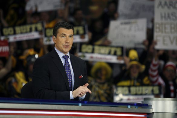 Rece Davis anchors the broadcast during ESPN College GameDay at the Coors Events Center, Saturday, Feb. 22, 2014, in Boulder, Colo. (Kai Casey/CU Independent)