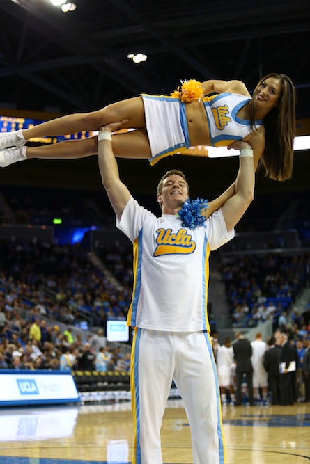 Bruin Cheerleaders strike a pose in the second half at Pauley Pavilion. (Nigel Amstock/CU Independent)
