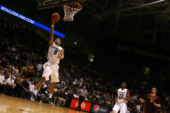 Colorado's Askia Booker lays the ball in. (Allie Greenwood/CU Independent)