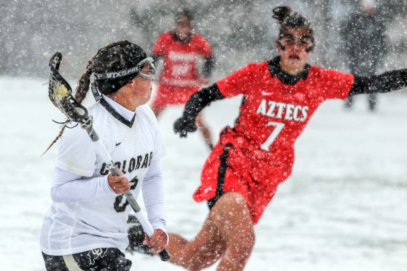 PHOTOS: Women’s lacrosse wins double OT game in the snow