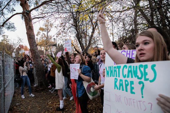 Photos: Sexual assault protest at CU fraternity Phi Kappa Alpha