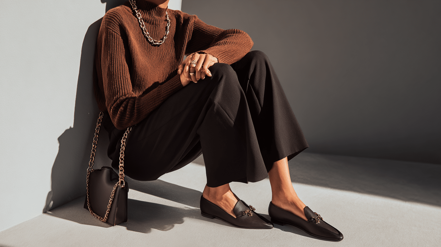 Black Culottes + Brown Mockneck Sweater