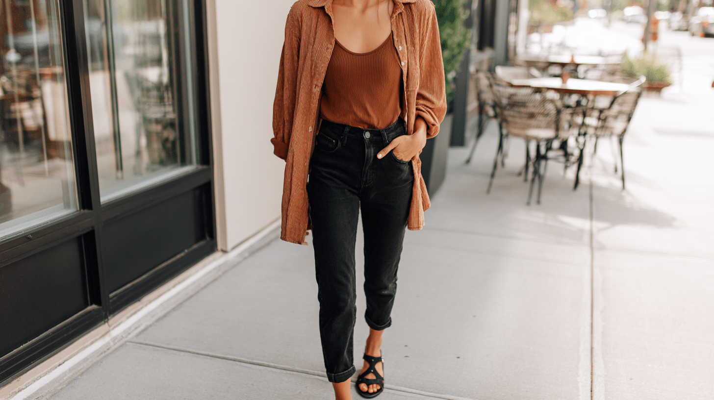 Black Jeans + Brown Tank