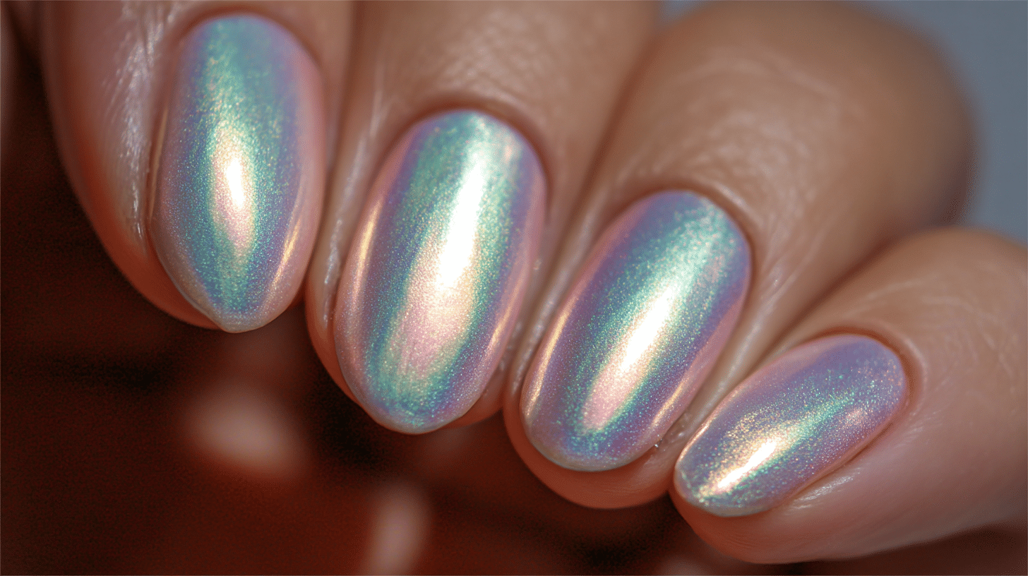 Milky Base with Subtle Chrome Powder