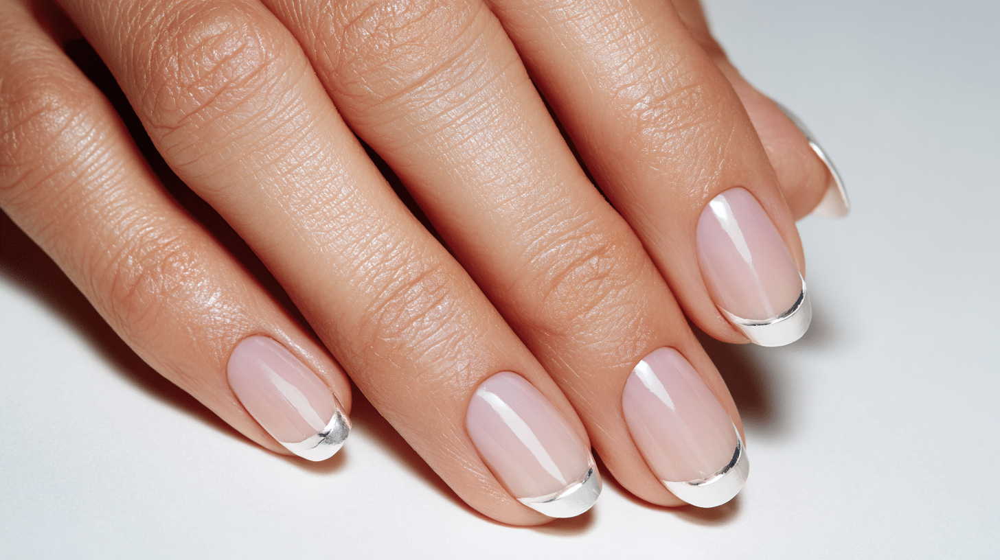 Milky French Fade with Silver Line