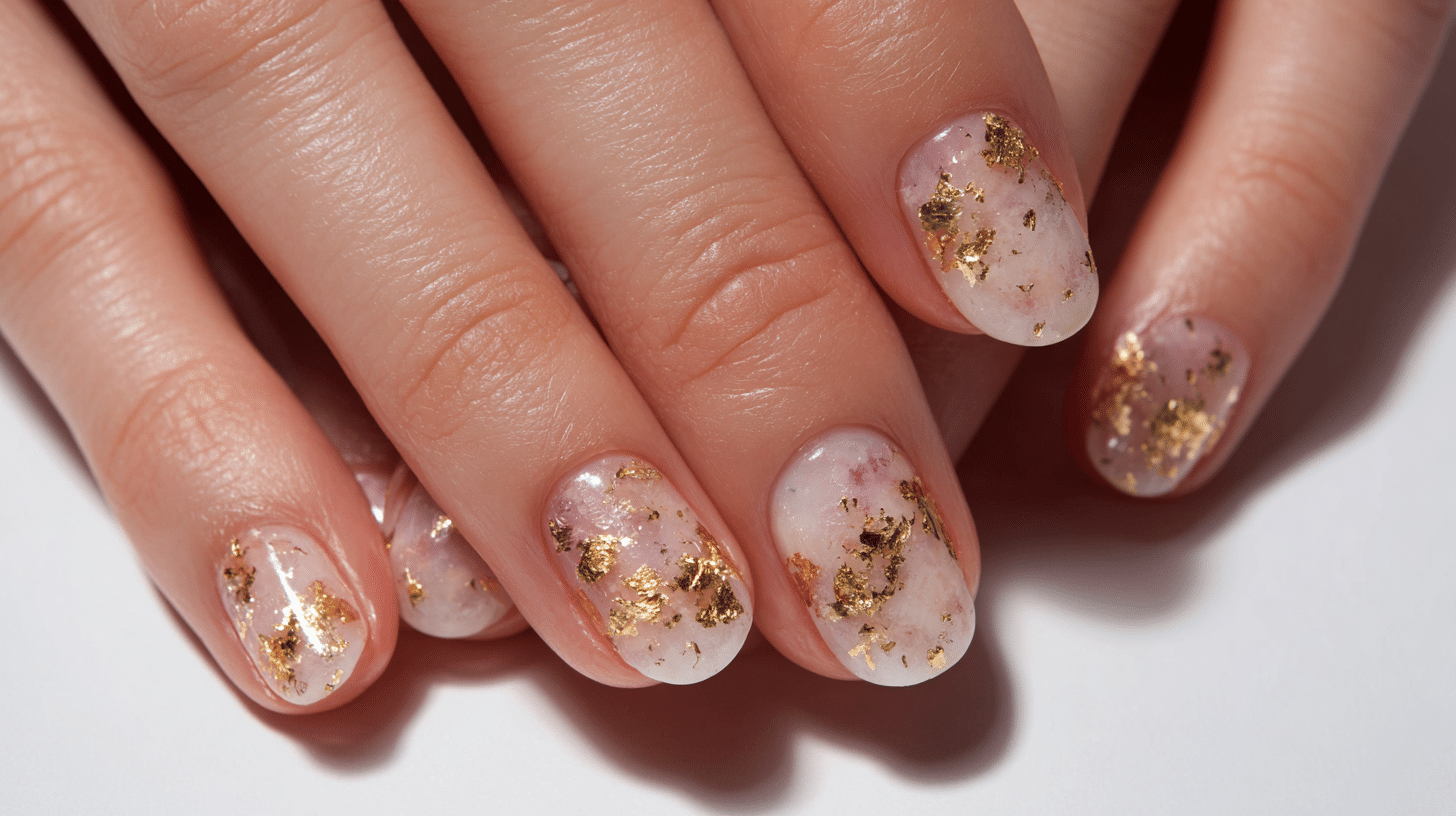 Milky White with Gold Foil