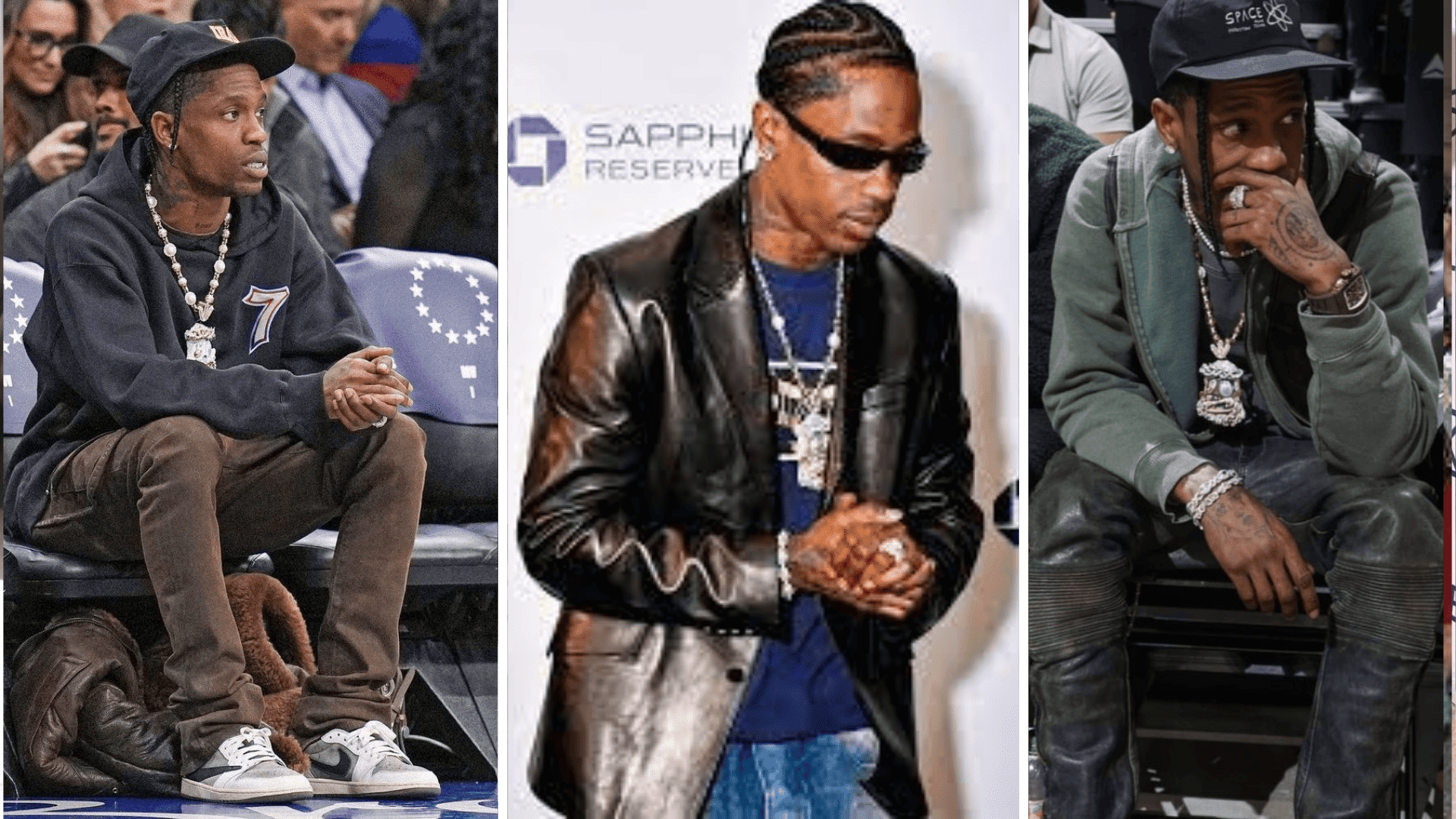 Chains & caps worn by travis scott