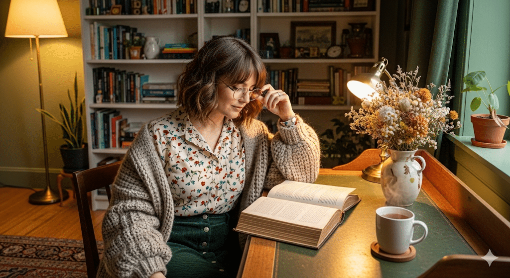 Cottagecore-Academic-Style-With-Corduroy-Skirt-And-Floral-Blouse