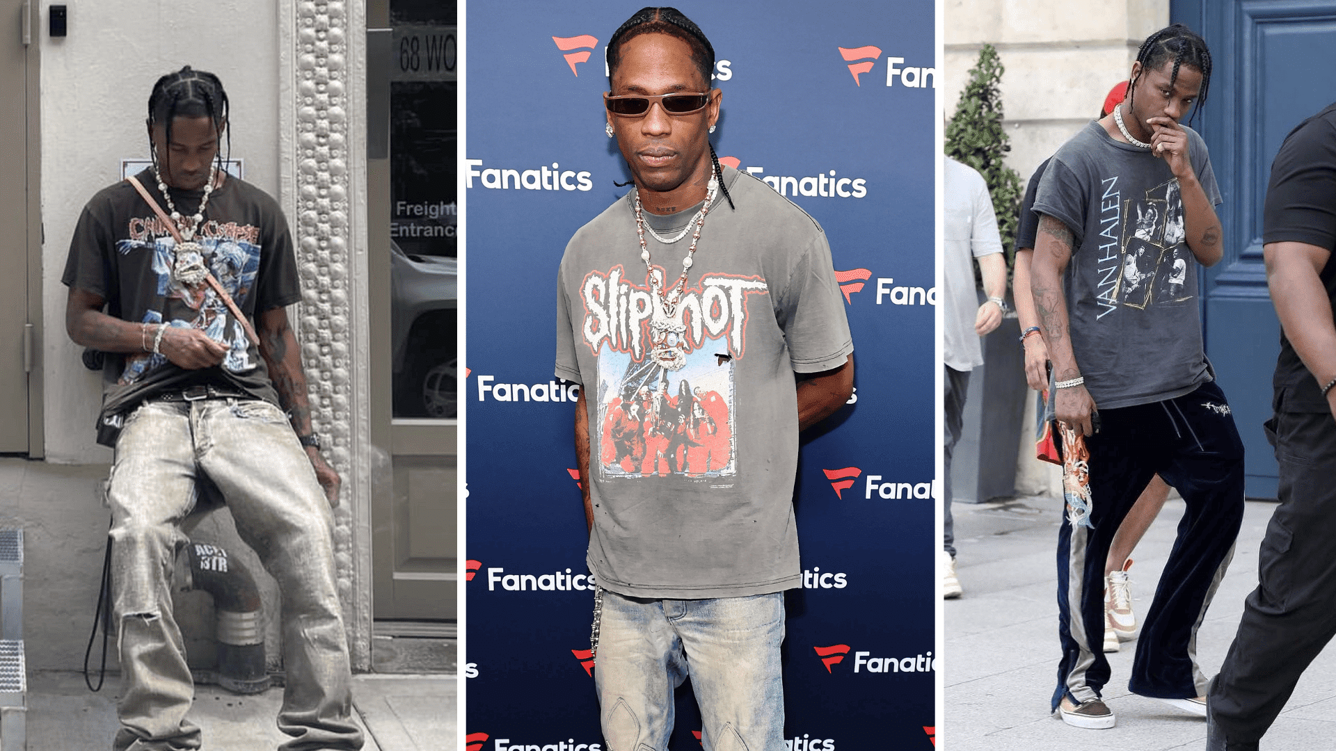 Graphic tees worn by travis scott