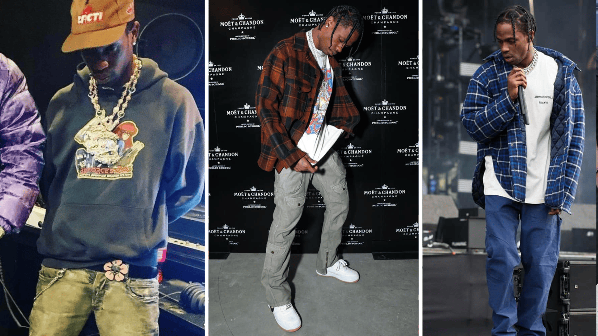 Hoodies and flannel shirt worn by travis scott