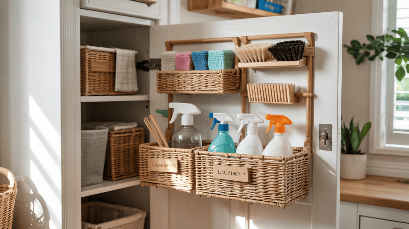 Laundry Storage Idea Cabinet Door Caddies