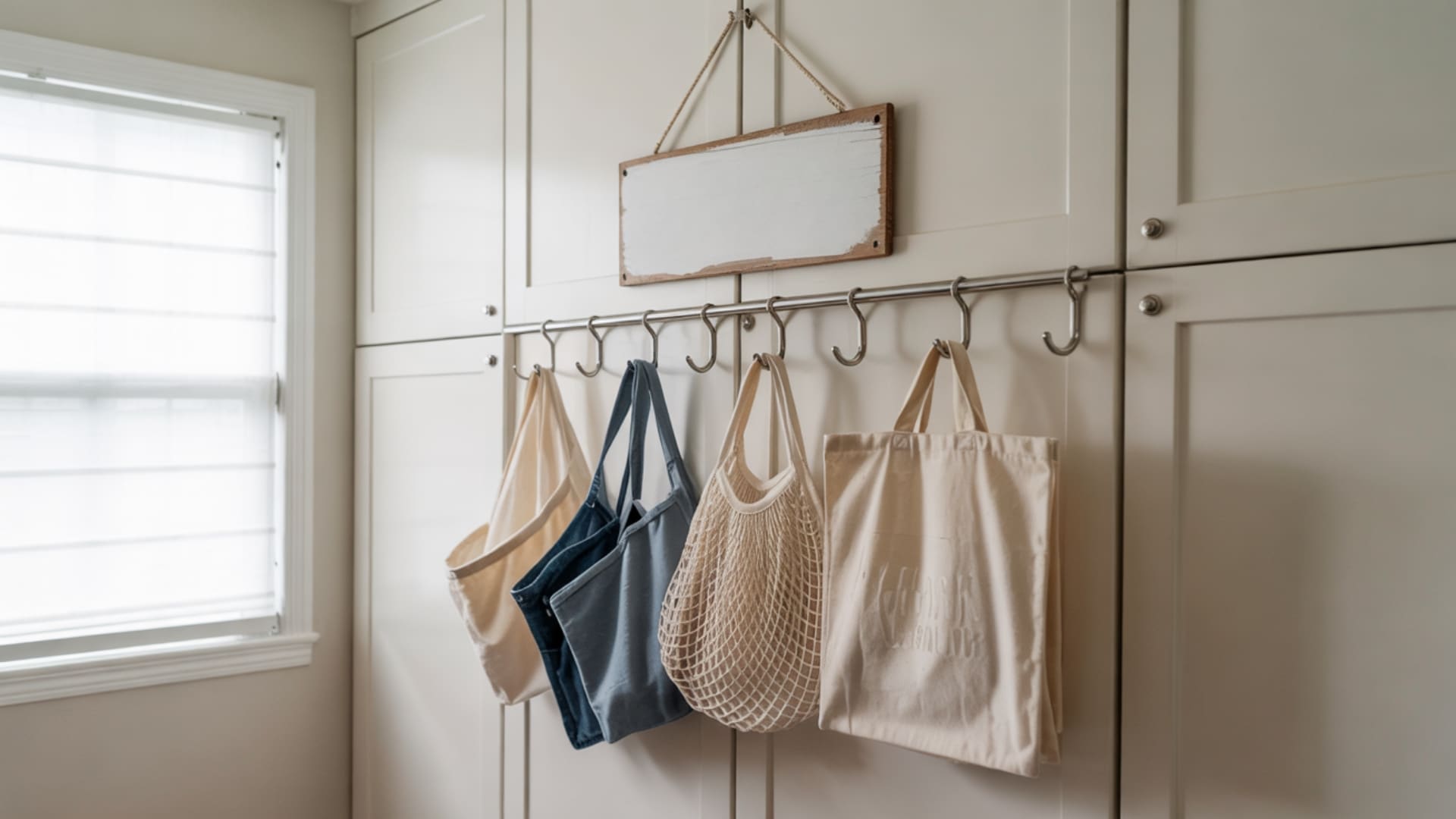 Laundry Storage Idea Side Hooks For Bags