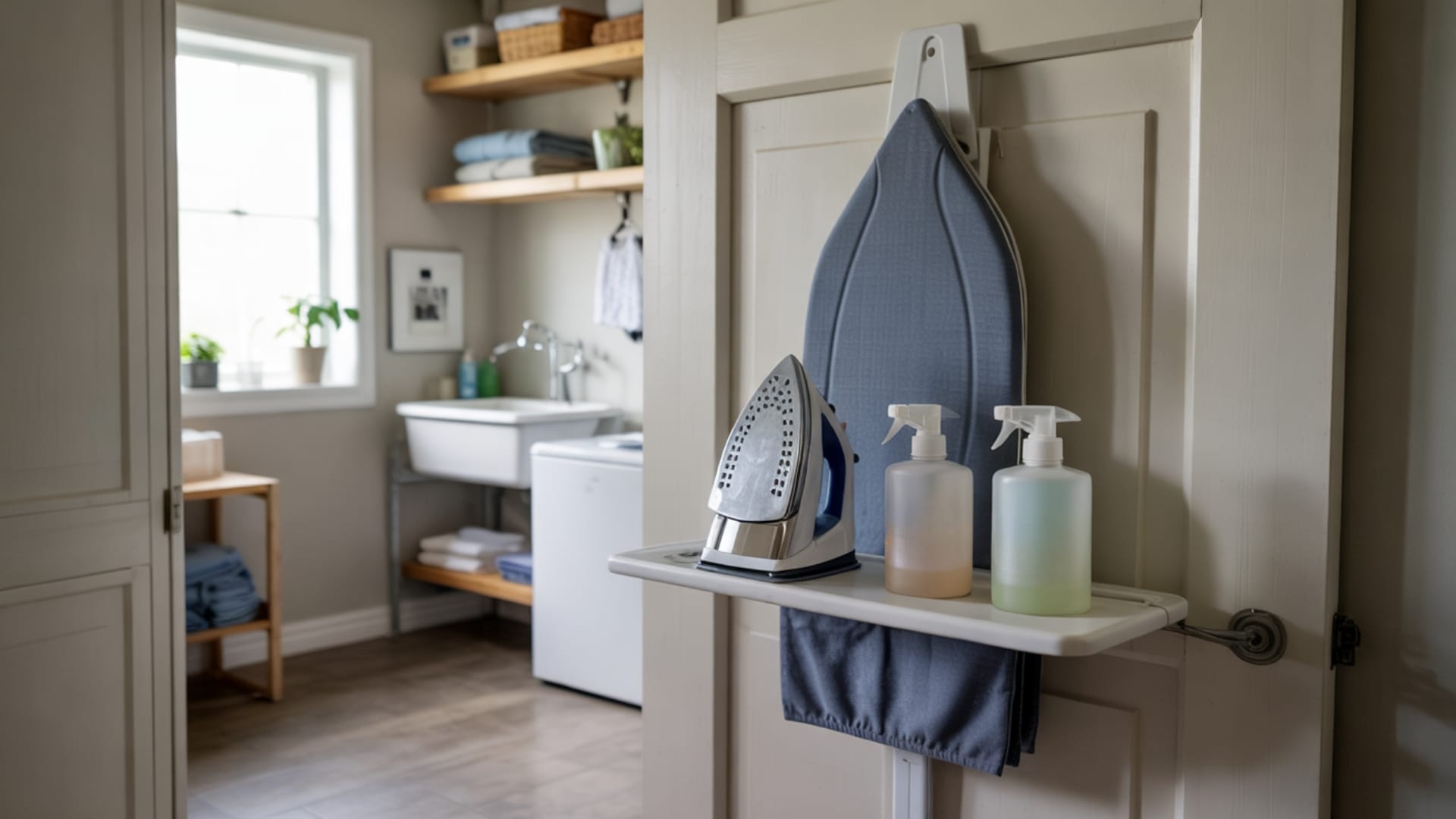 Over Door Ironing Board Holder with Hooks