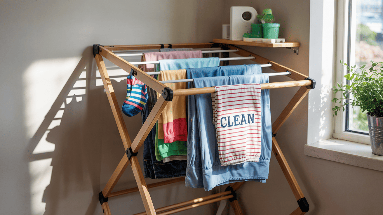 Small Space Laundry Idea Corner Drying Racks