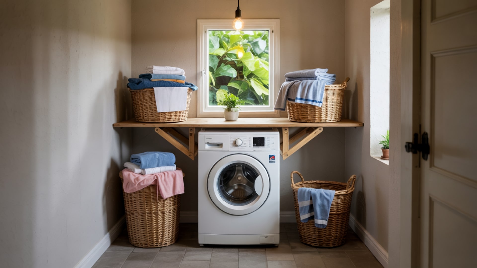 Small Space Laundry Idea Fold Down Wall Table