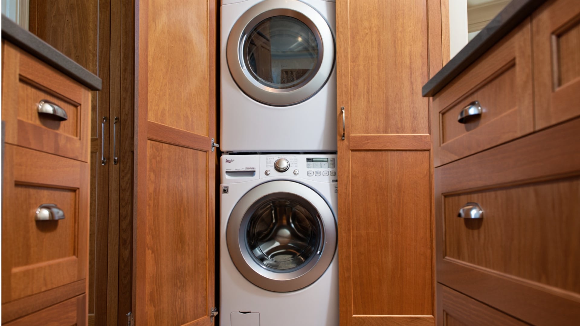 Small Space Laundry Idea Hidden Laundry In Cabinets