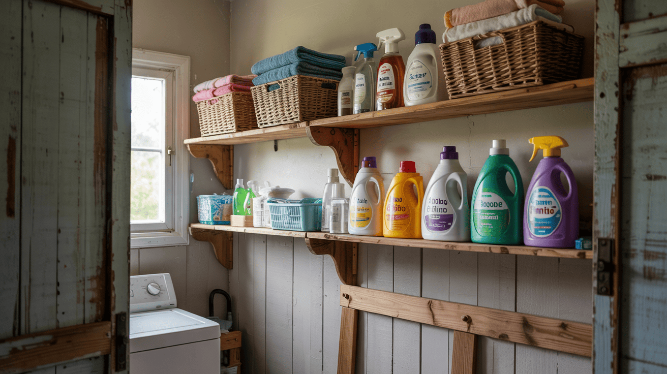 Small Space Laundry Idea Over The Door Shelf
