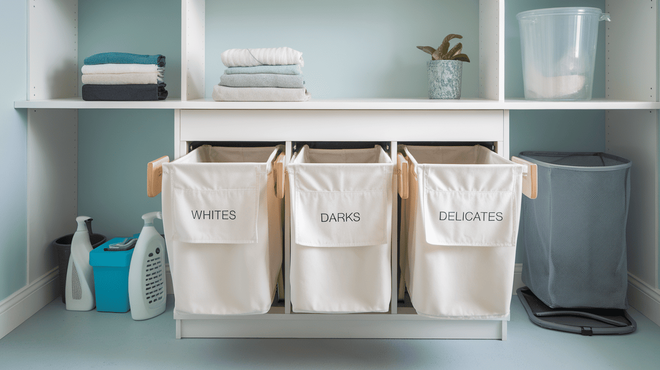 Small Space Laundry Idea Pull Out Hampers