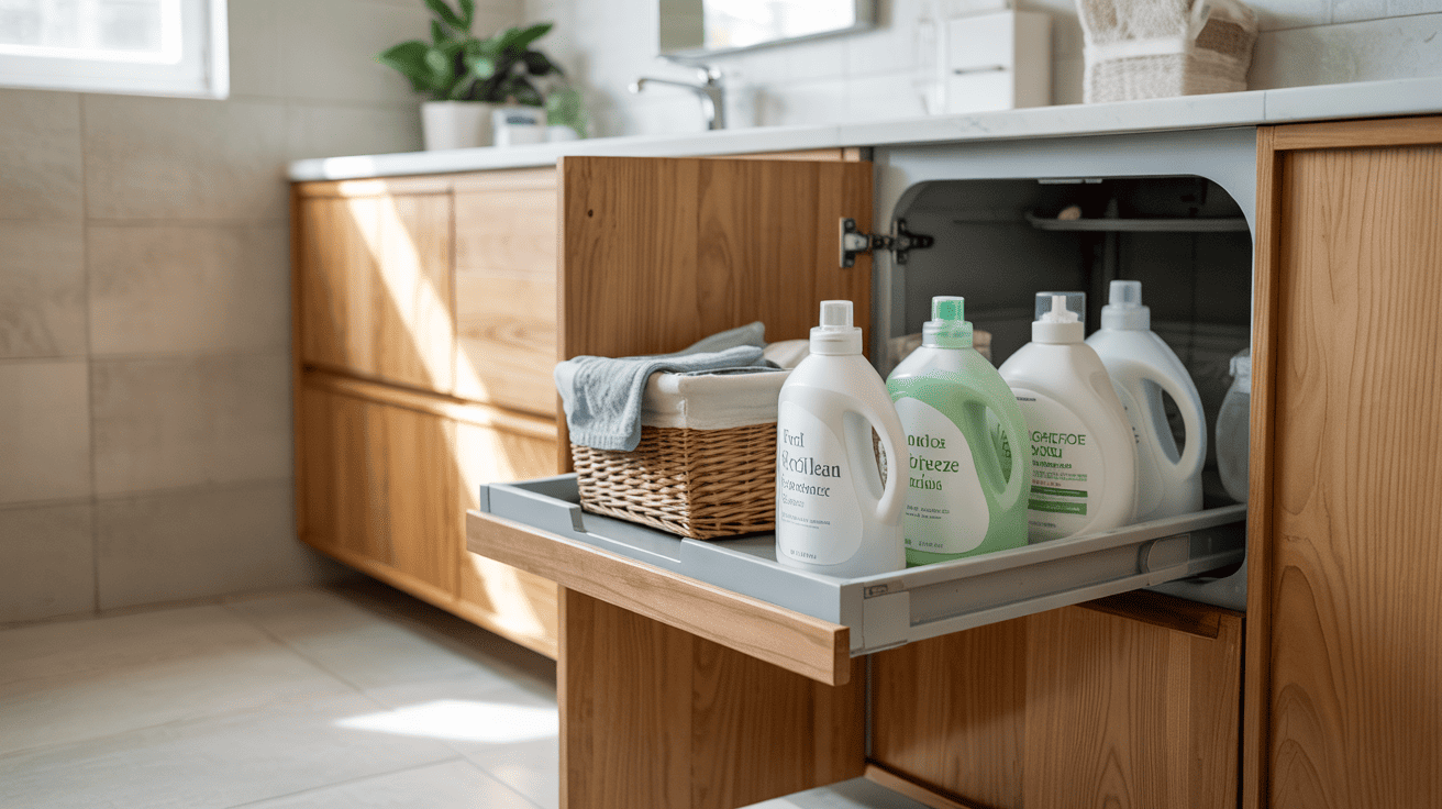 Small Space Laundry Idea Pull Out Shelf For Supplies