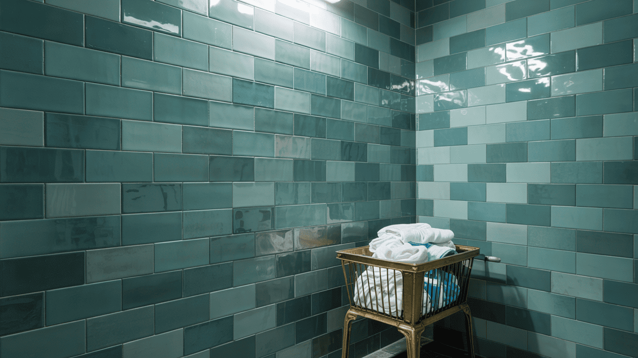 Small Space Laundry Idea Reflective Tiles For Depth