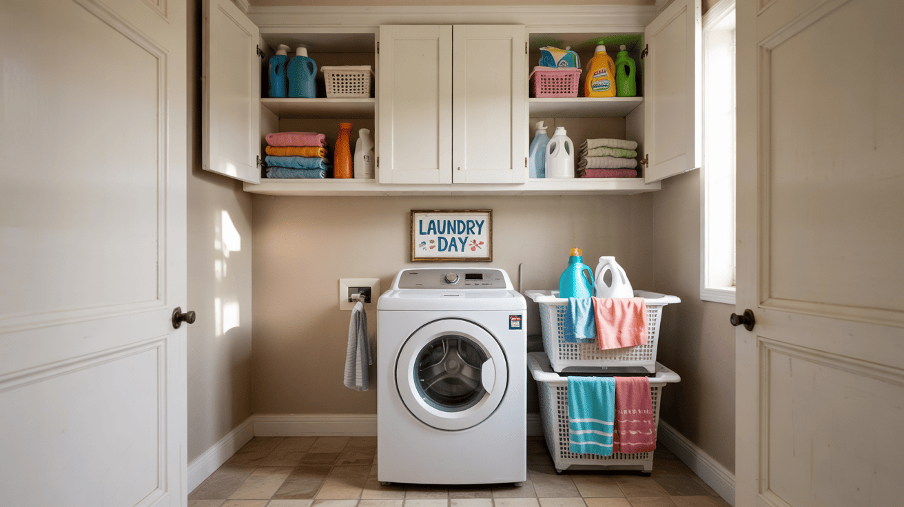Top Loader Laundry Idea Raised Cabinets Above Lid Level