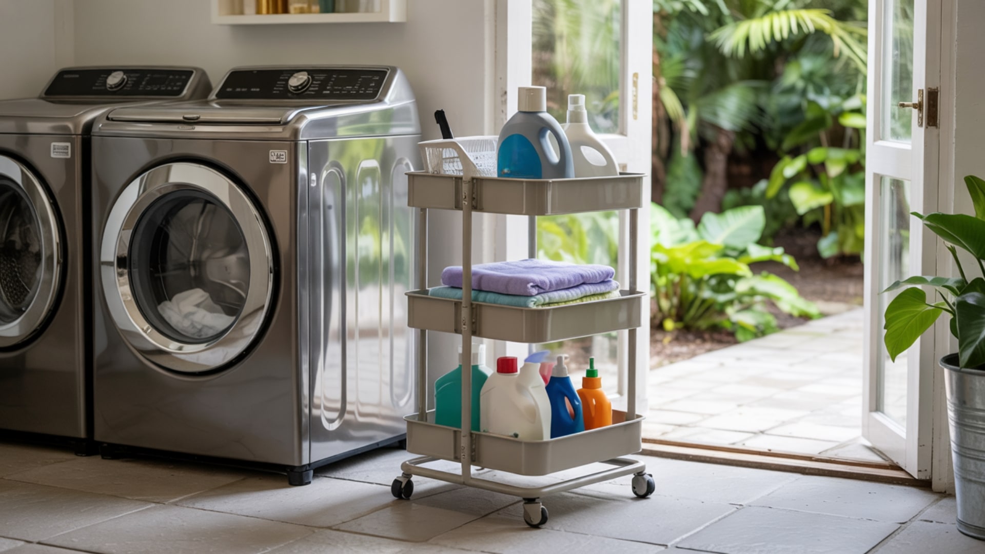 Top Loader Laundry Idea Rolling Side Cart