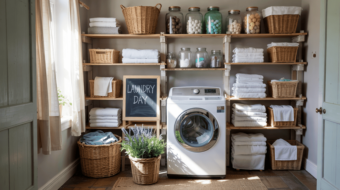Top Loader Laundry Idea Tall Side Shelves