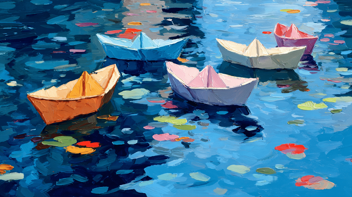 Floating Paper Boats
