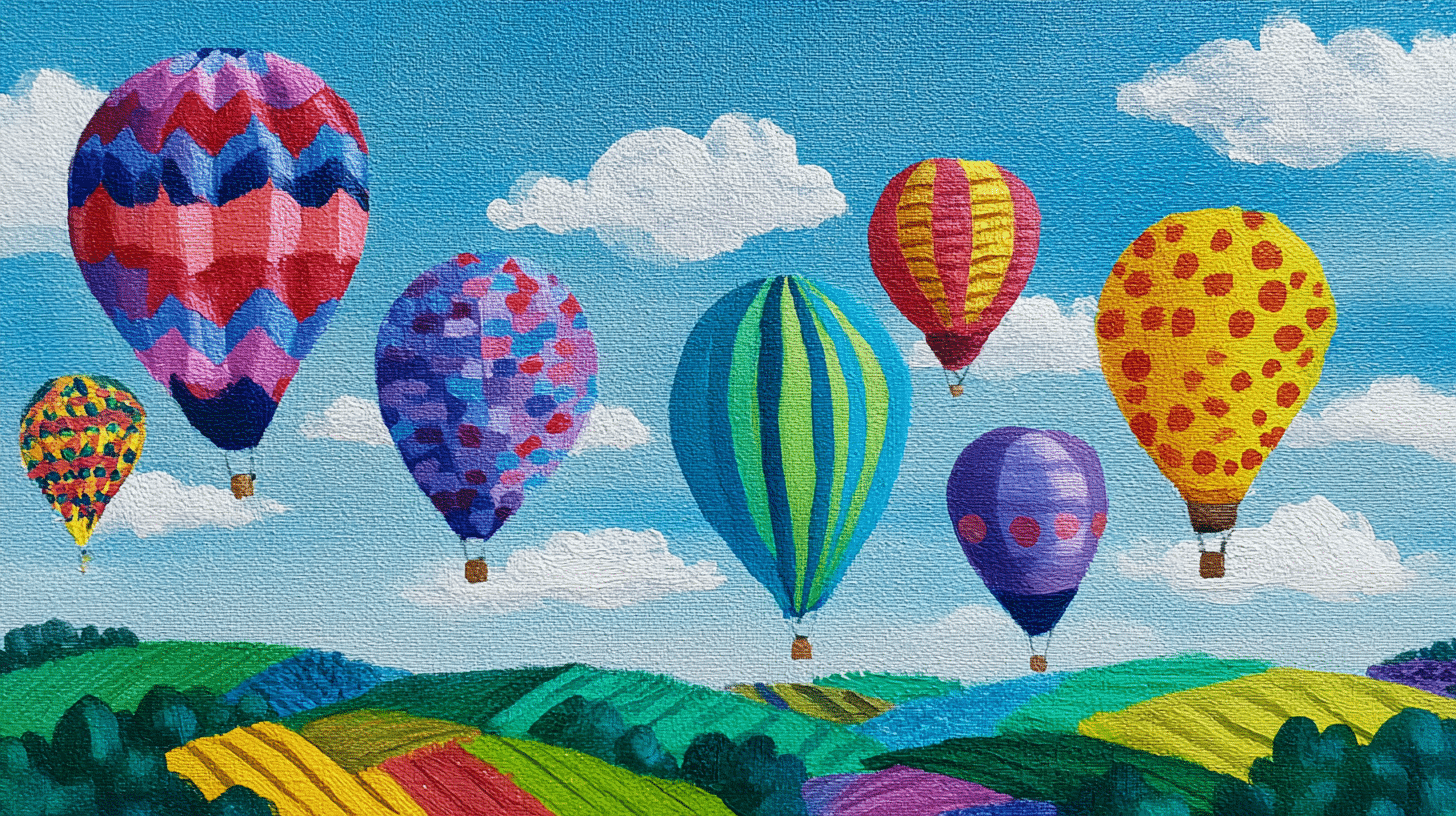 Hot Air Balloons Over Hills