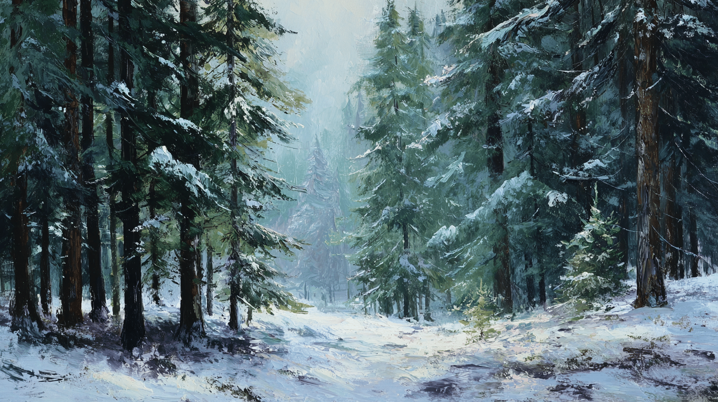snow pine forest