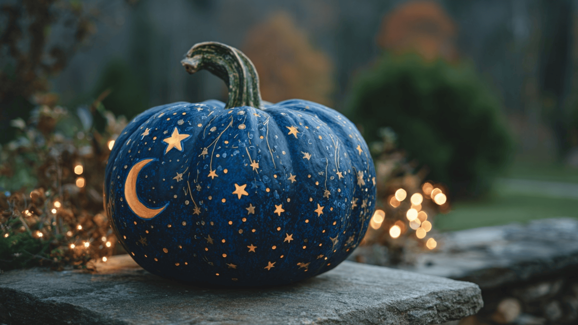 Glow & Metallic Night-Scene Pumpkin
