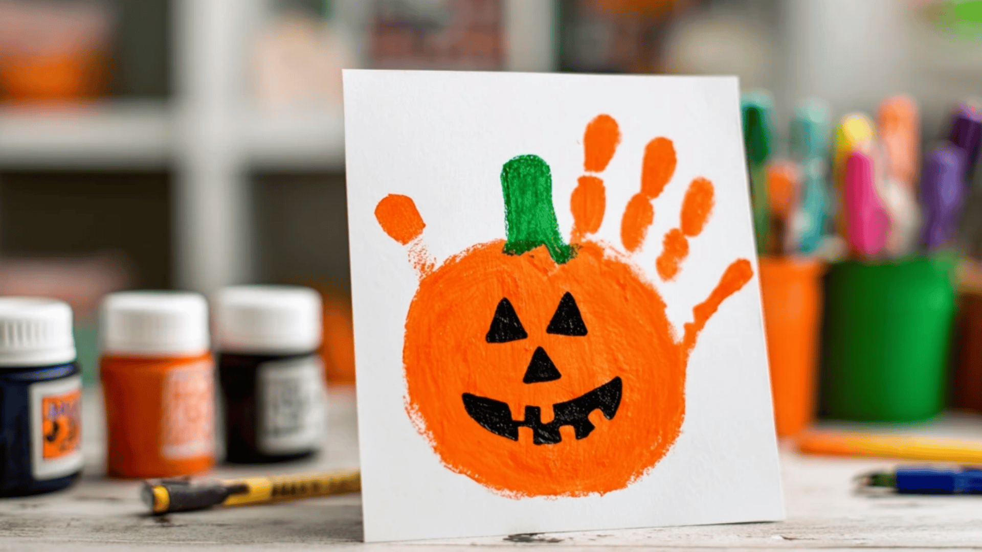 Handprint Pumpkin Faces