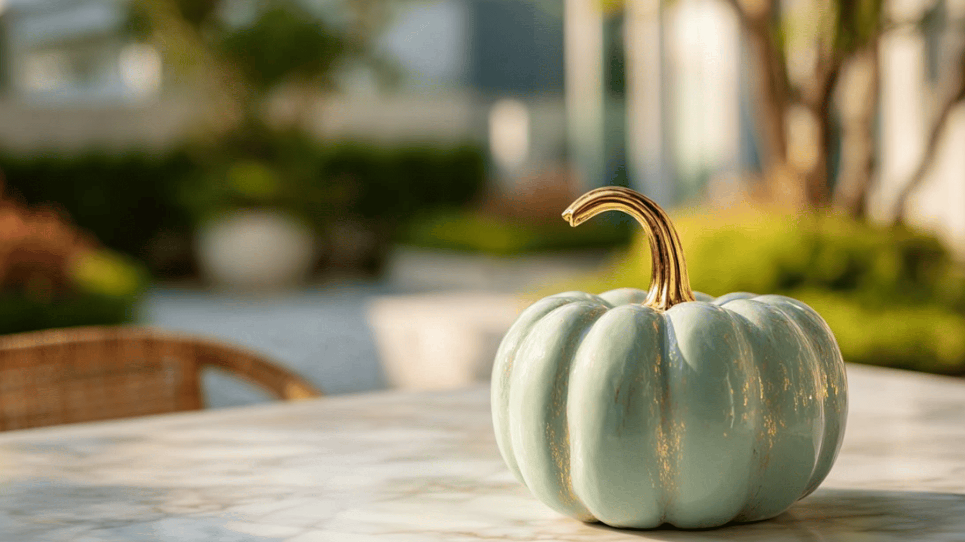 Polished Metallic Stem Pumpkin