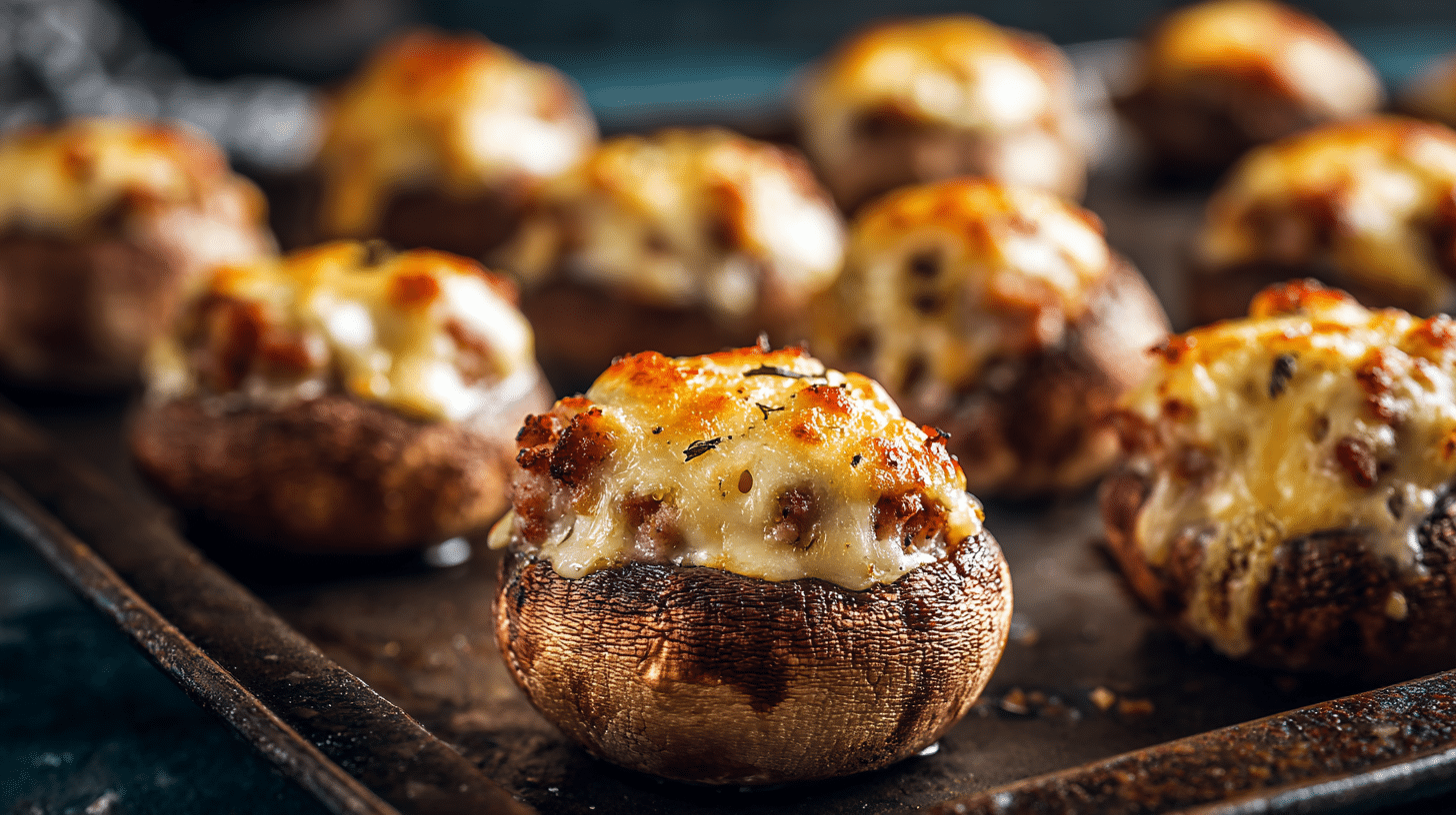 baked mushroom sausage and cheese