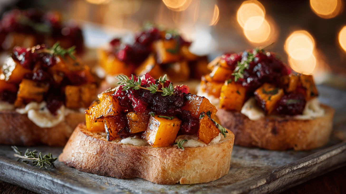 butternut squash and cranberry crostini