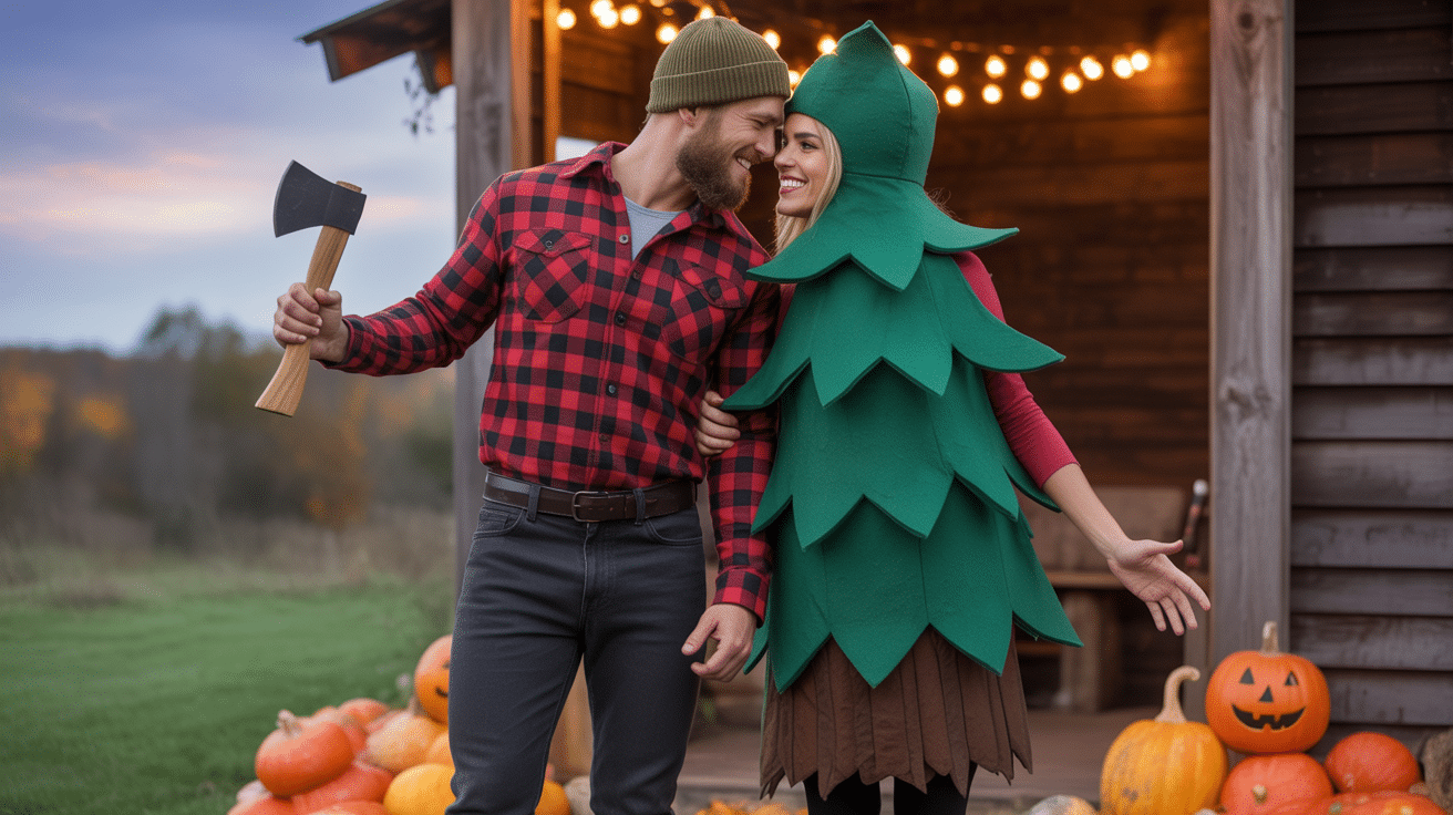 lumberjack and tree