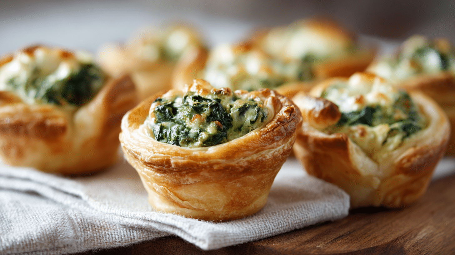 puff pastry with artichokes and spinach
