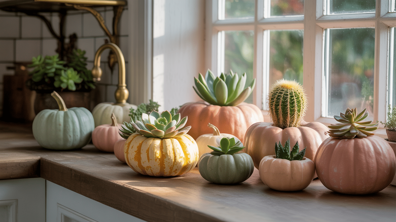 Painted Pumpkin Planters