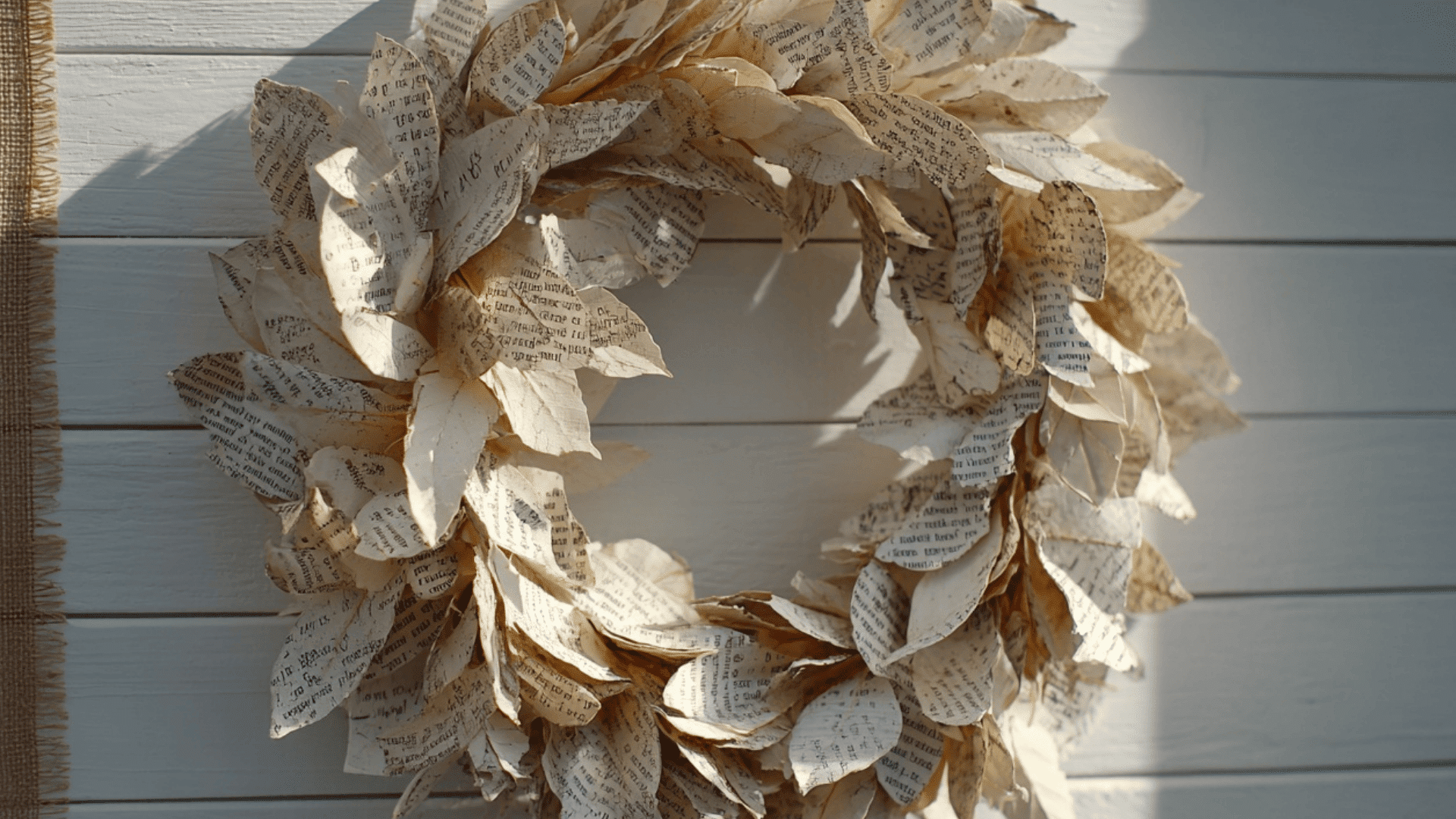 Book Page Leaf Wreath