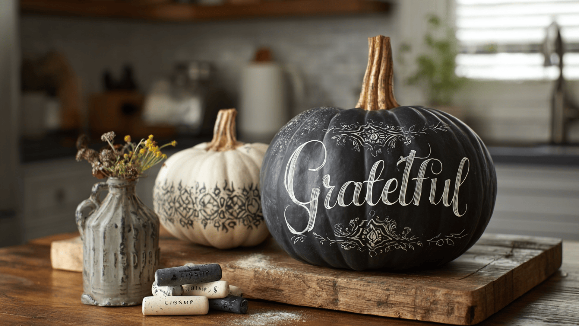 Chalkboard Painted Pumpkins