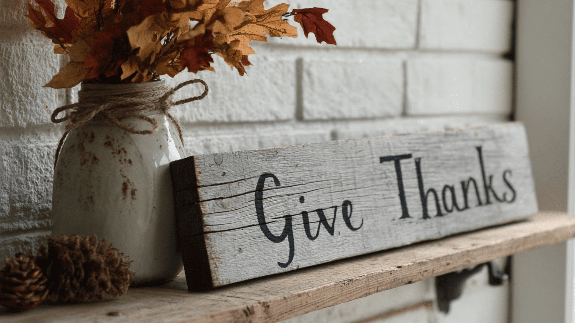 Driftwood Give Thanks Sign