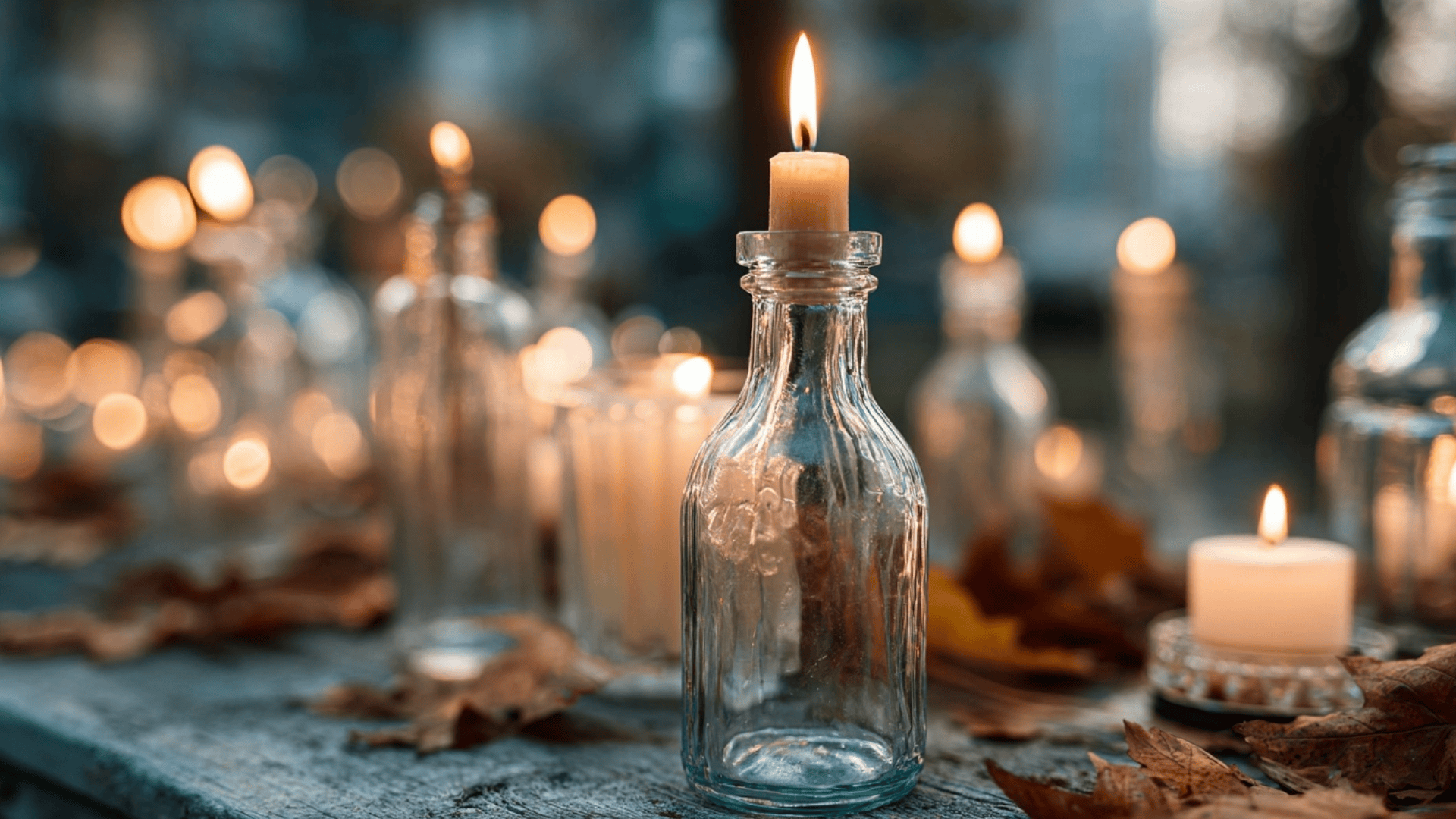 Glass Bottle Candle Centerpiece